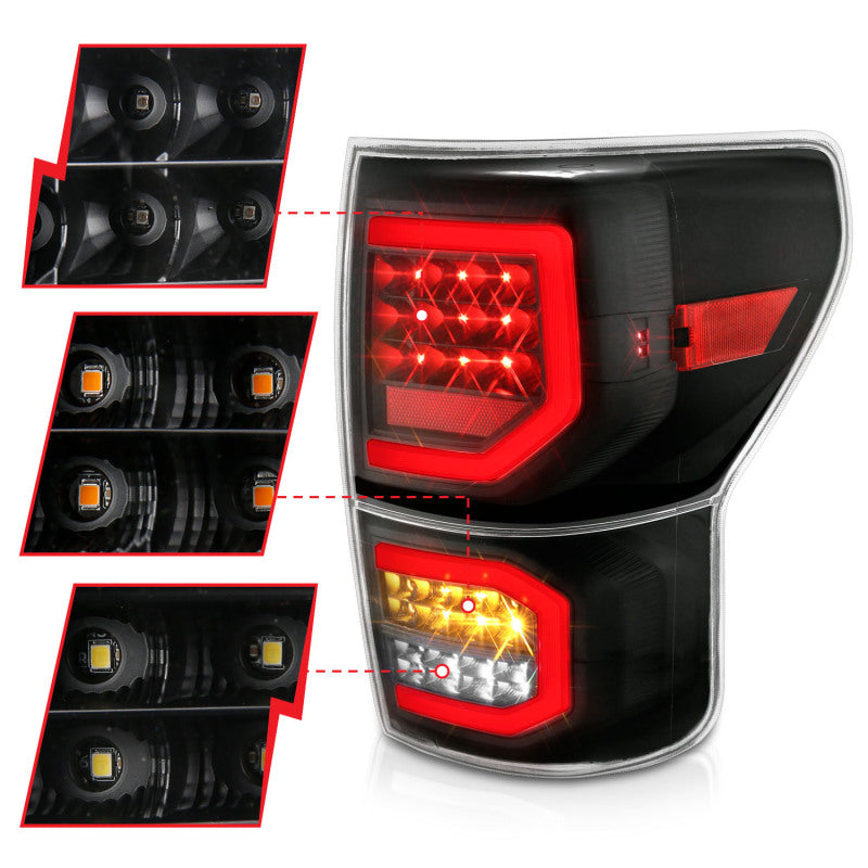 ANZO LED Tail Light Assembly Black Housing w/ Clear Lens Pair | Toyota Tundra (07-13) (311336)