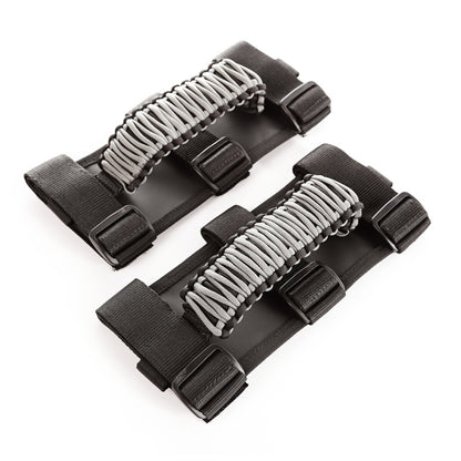 Rugged Ridge Paracord Grab Handles Gray Black (F&R): Jeep Wrangler JK / JL / Gladiator JT 2007-2024