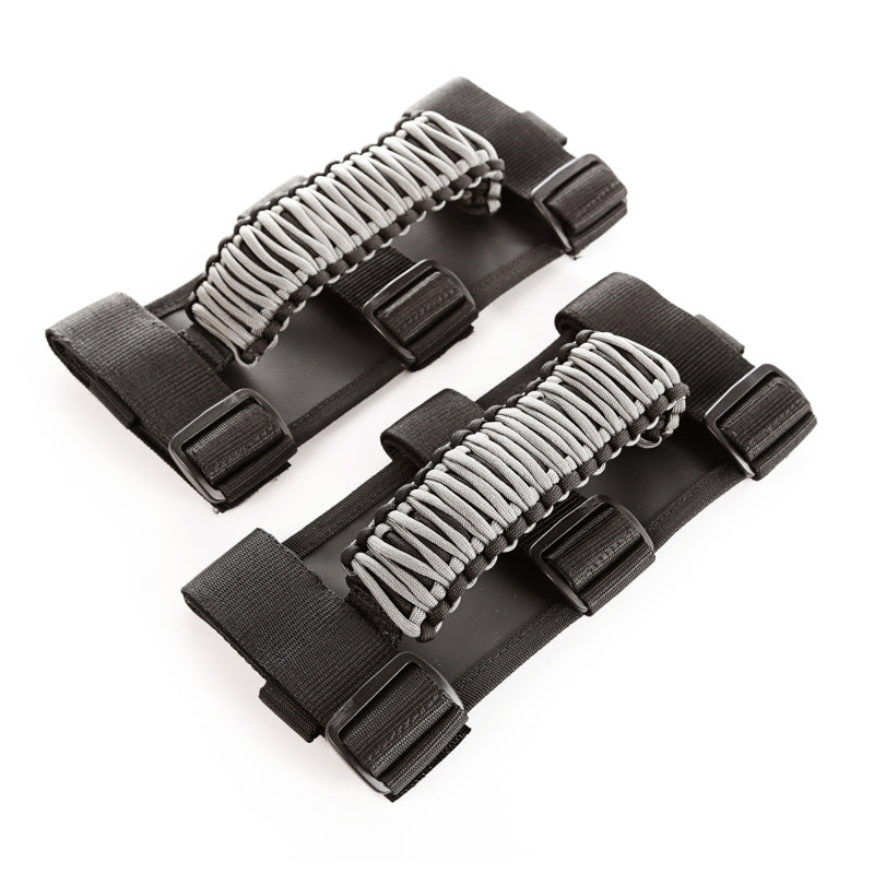 Rugged Ridge Paracord Grab Handles Gray Black (F&R): Jeep Wrangler JK / JL / Gladiator JT 2007-2024