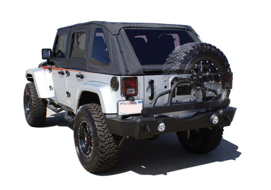 Rampage Rear Recovery Bumper | Jeep Wrangler JK (07-18) with Tire Carrier & D-Rings (88606)