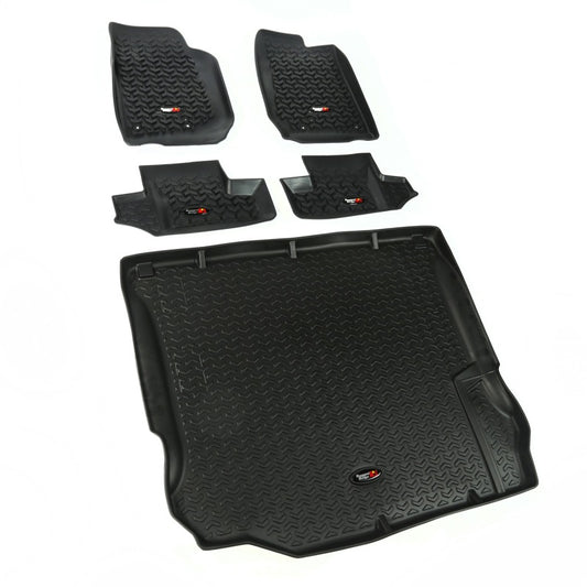 Rugged Ridge All Terrain Floor Liner Kit (F&R & Cargo): Fits Jeep Wrangler (07-18) - Black
