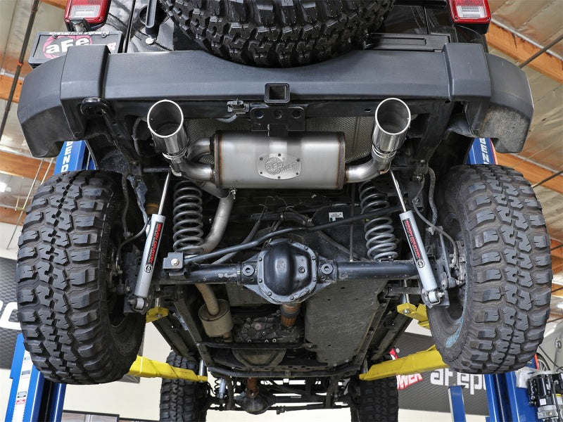 aFe Rebel Series 2.5" Axle-Back Exhaust System Polished Tips (REAR): Jeep Wrangler JK 2007-2018 3.8/3.6L