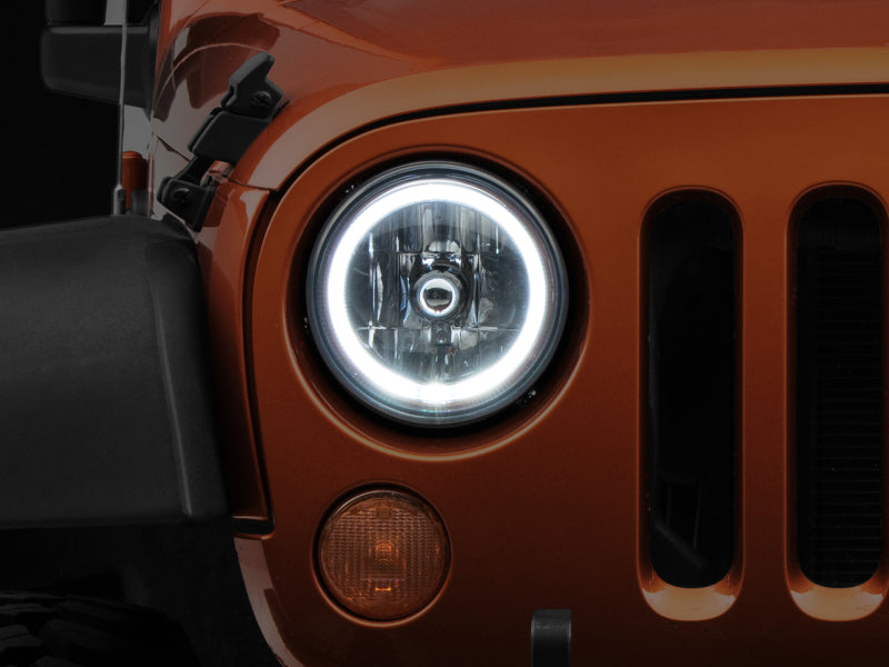 Raxiom LED Halo Headlights 7in Round Chrome Housing (FRONT): Jeep Wrangler (07-18)