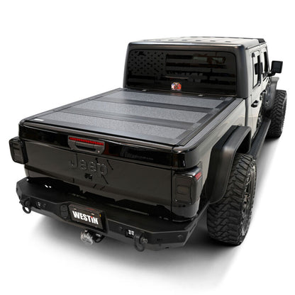 Westin Black Hard Tri-Fold Tonneau Cover: Jeep Gladiator JT 2020-2022 4WD 5ft Bed
