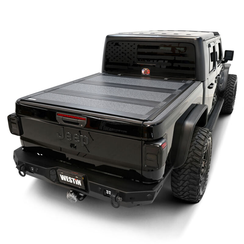 Westin Black Hard Tri-Fold Tonneau Cover: Jeep Gladiator JT 2020-2022 4WD 5ft Bed