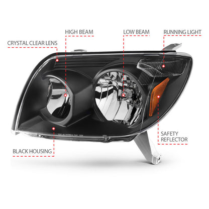 ANZO Crystal Headlights Black | Toyota 4Runner (03-05) (111394)