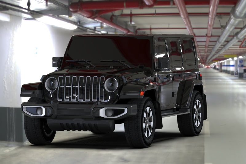 Rally Armor Black UR Mud Flap: Jeep Wrangler 2019-2024 w/ Grey Logo