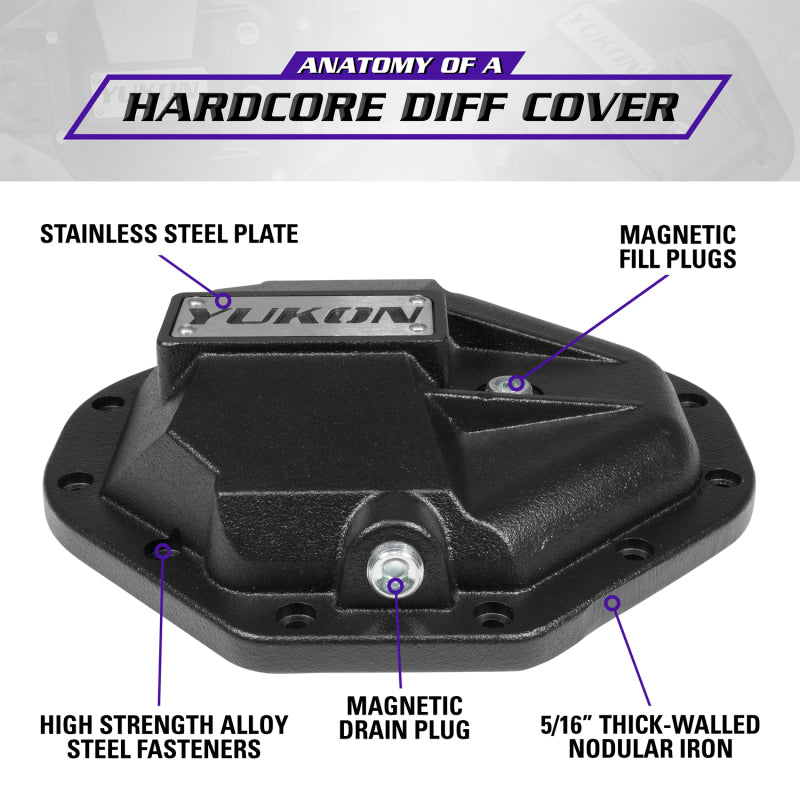 Yukon Gear & Axle Hardcore Nodular Iron Rear Diff Cover: Fits Dodge / Ram (94-19) - Black