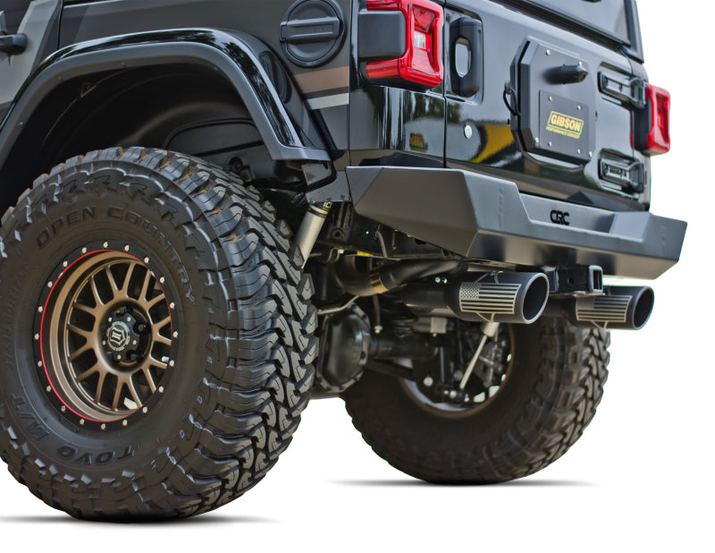 Gibson Patriot Flag Series Dual Split Axle Back Perf Exhaust Black Ceramic (REAR): Jeep Wrangler JK 2007-2018 3.6/3.8L