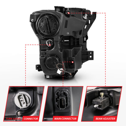 ANZO Projector Headlight Set w/ Plank Style Switchback Black w/ Amber | Ford F-150 (15-17) (111357)
