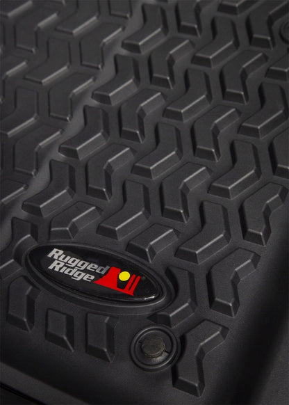Rugged Ridge Front Floor Liner: Fits Most Jeep Wrangler / Gladiator Models (2007-2026) - Black