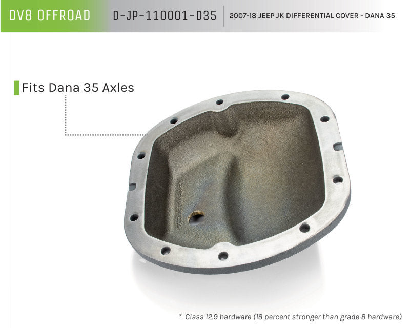 DV8 Offroad HD Cast Iron Gray Dana 35 Diff Cover (REAR): Jeep Wrangler (07-18)