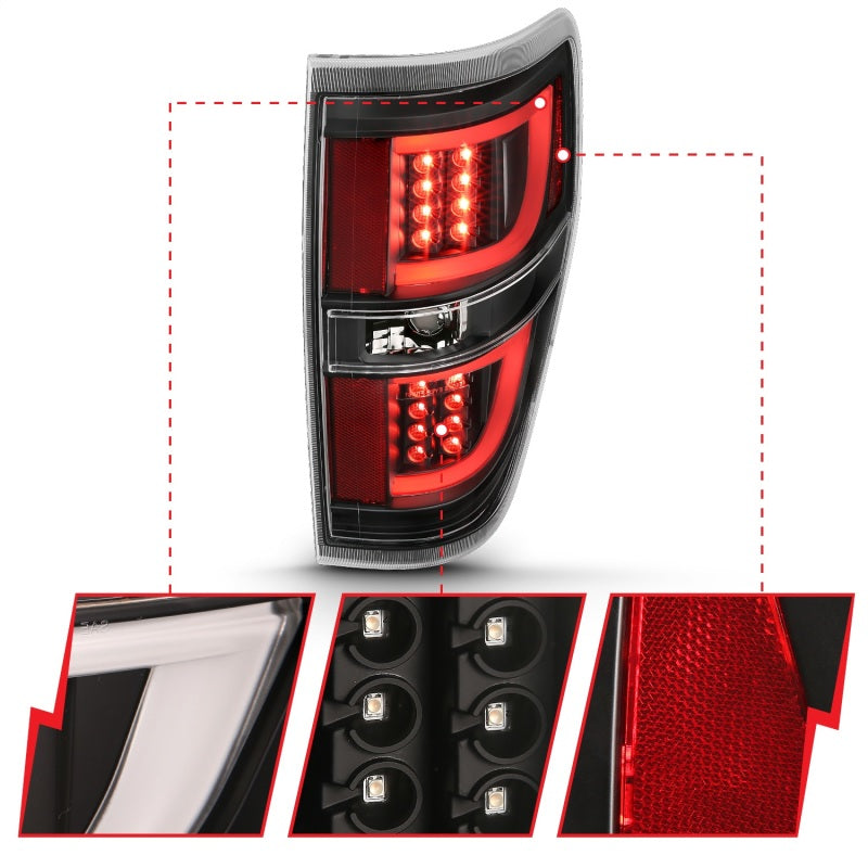 ANZO LED Taillight Assembly Black | Ford F-150 (09-13) (311257)