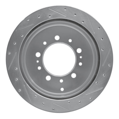 R1 Concepts Rear Left Drilled & Slotted Silver Brake Rotor | Toyota Land Cruiser (14-18 / 19-21 / 07-09 / 10-13)