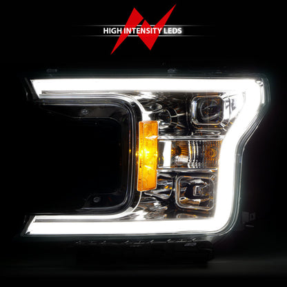 ANZO Projector Headlights w/ Plank Style Switchback Chrome w/ Amber | Ford F-150 (18-19) (111399)