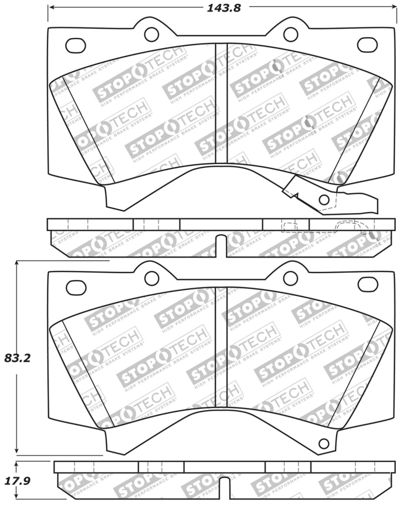 StopTech Performance Front Brake Pads | Toyota Tundra (13-18, 14-18, 19-21, 07-09, 10-13)
