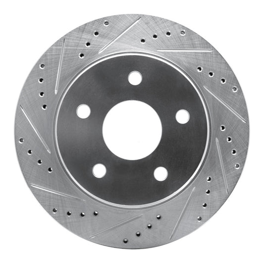 R1 02-24 Dodge Ram Front Left Drilled & Slotted Silver Brake Rotor | Ram 1500 (09-24) (631-40094L)