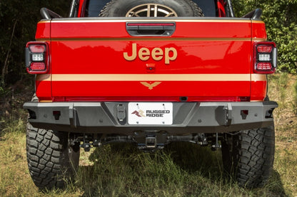 Rugged Ridge HD Series Steel Rear Bumper: Fits Most Jeep Gladiator Models (2018-2026) - Satin Black