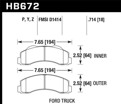 Hawk Performance Front Super Duty Brake Pads | Ford F-150 (2010–2014) (HB672P.714)