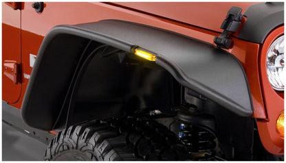 Bushwacker Flat Style Fender Flares 2pc (FRONT): Jeep Wrangler / Wrangler JK (2007-2018) - Black