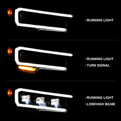 ANZO LED Projector Headlight Plank Style Black w/ Amber | Toyota Tacoma (16-18) (111496)