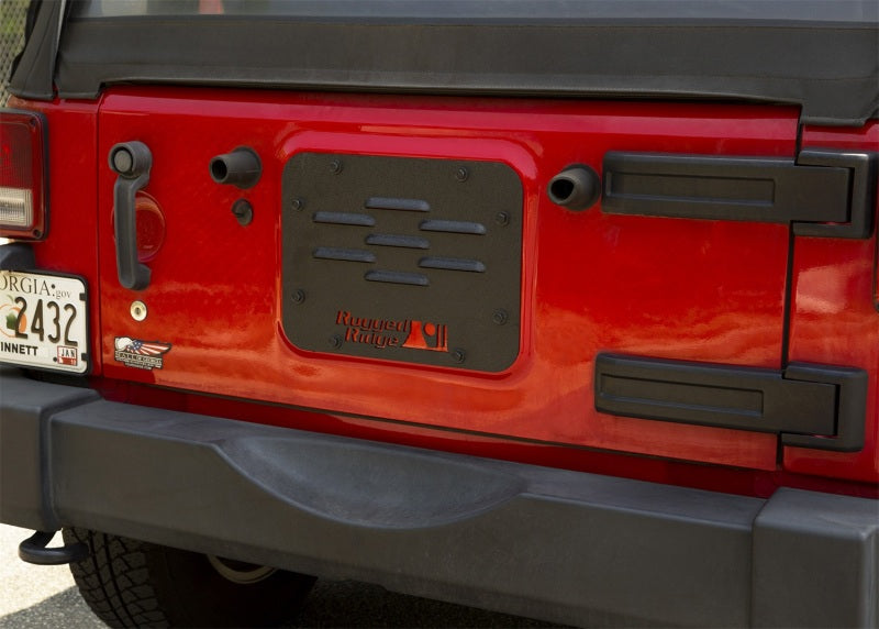 Rugged Ridge Tire Carrier Delete Plate: Fits Most Jeep Wrangler Models (2007-2018)