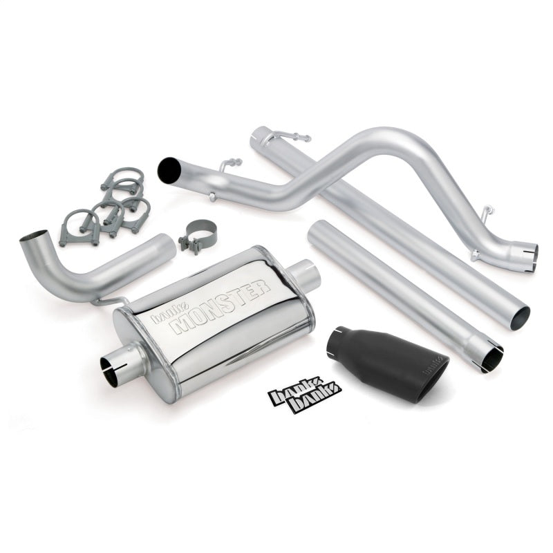 Banks Monster Exhaust System 2.5in Tip (REAR): Jeep Wrangler JK 2007-2011 3.8L - Black