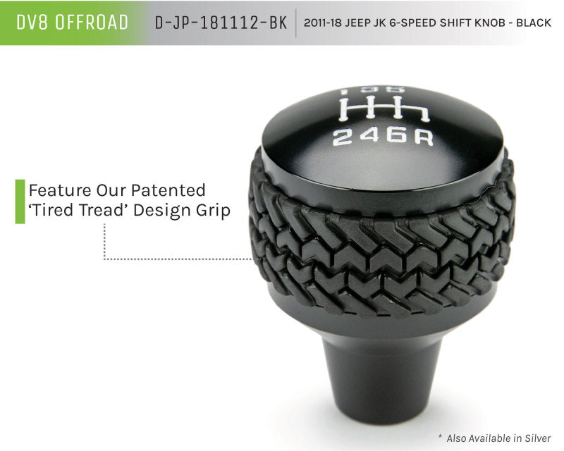 DV8 Offroad Black 6-Speed Shift Knob: Jeep Wrangler (2011-2017) / Wrangler JK (2018)