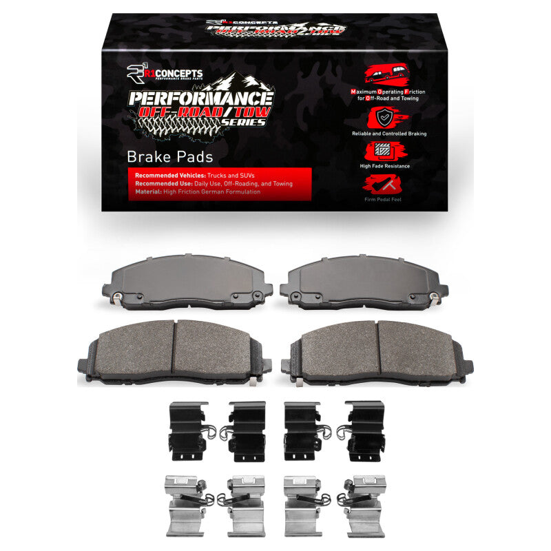 R1 2012-25 Chrysler Town & Country Front Performance Off-Road/Tow Brake Pads & Hardware Kit | Jeep Gladiator/Jeeps (20-25/18-25) (2400-1589-01)