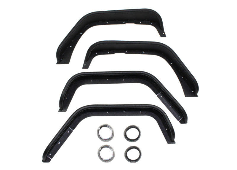 Fishbone Offroad Aluminum Black Textured Tube Fenders Kit (F&R): Jeep Wrangler / Wrangler JK (07-18)