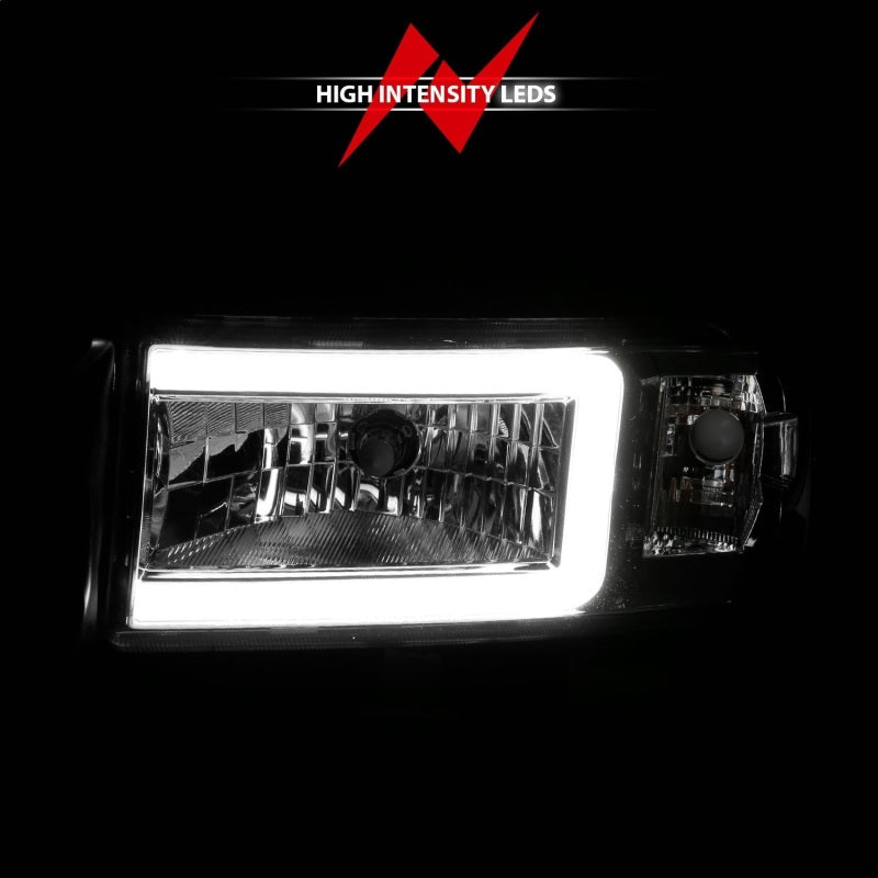ANZO Crystal Headlights w/ Light Bar (Chrome): Dodge Ram 1994 - 2002 (1500, 2500, 3500)