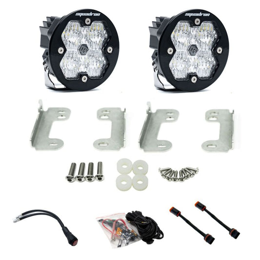 Baja Designs Squadron-R Sport 2.0 Fog Kit (FRONT): Jeep Wrangler / Gladiator 2018-2025 w/ OE Sahara Bumper - Clear