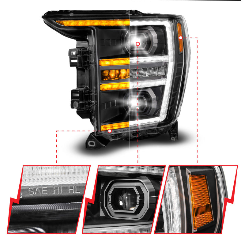 ANZO LED Projector Headlight w/ Switchback + Sequential | Ford F-150 (21-23) (111594-L)