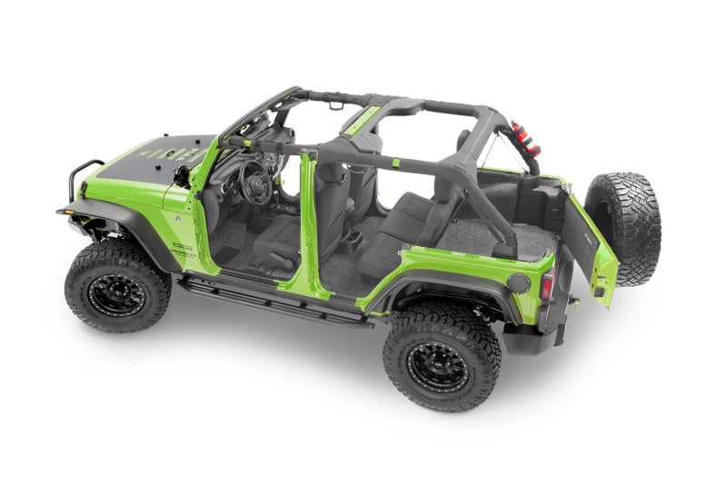 BedRug Front 4pc Floor Kit: Jeep Wrangler (2007-2018) w/ Heat Shields