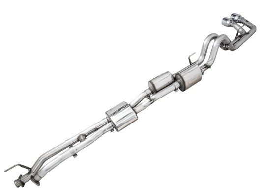 AWE 16-22 Dual Chrome Silver Tips Catback Exhaust w/ BashGuard | Toyota Tacoma (16-19 / 20-23)