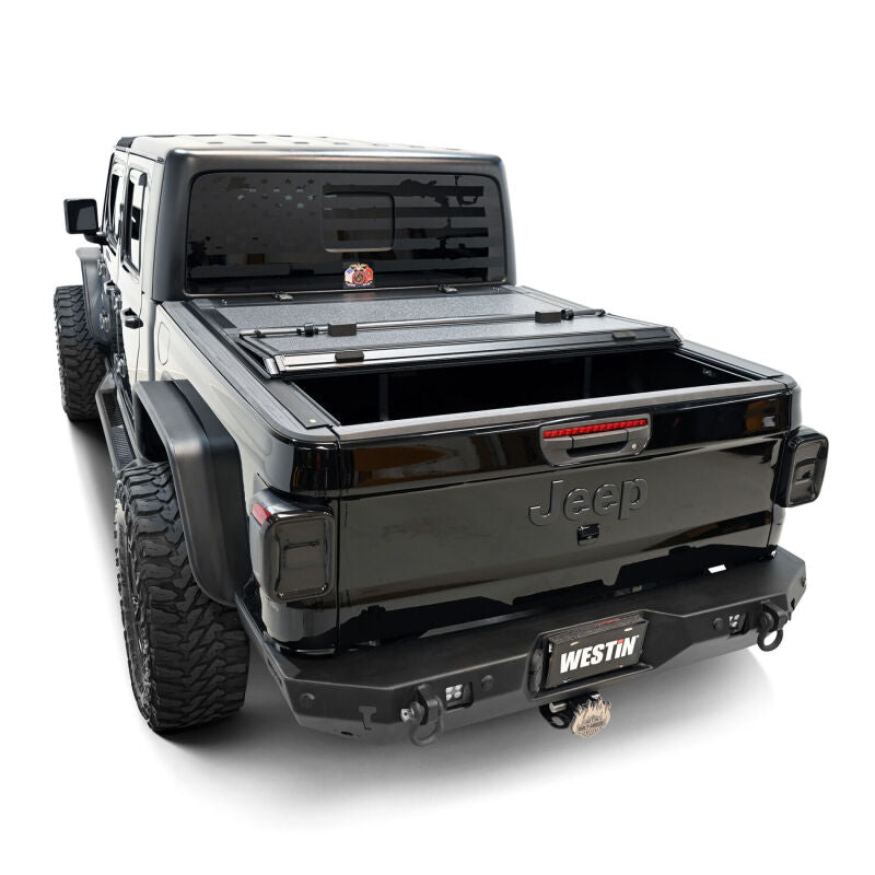 Westin Black Hard Tri-Fold Tonneau Cover: Jeep Gladiator JT 2020-2022 4WD 5ft Bed