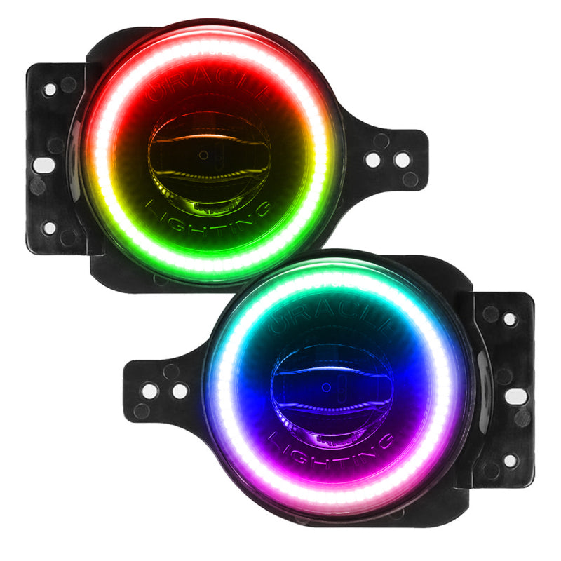 ORACLE Lighting Hi-Perf 20W LED Halo Fog Lights ColorSHIFT (F&R): 18-26 Jeep Wrangler JL / 20-24 Gladiator JT Sport w/ Sport & Sport S