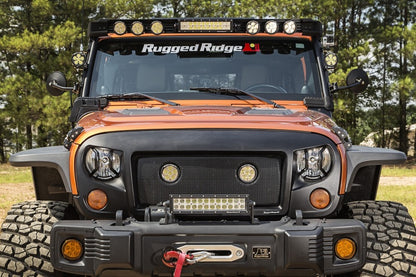 Rugged Ridge Textured Black Elite Headlight Euro Guards: Fits Most Jeep Wrangler Models (2007-2018)