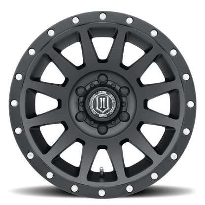 ICON 17x8.5 5x5 -6mm Offset Satin Black Wheel | Jeep Gladiator JT / Wrangler JL / JK (2017857345SB)