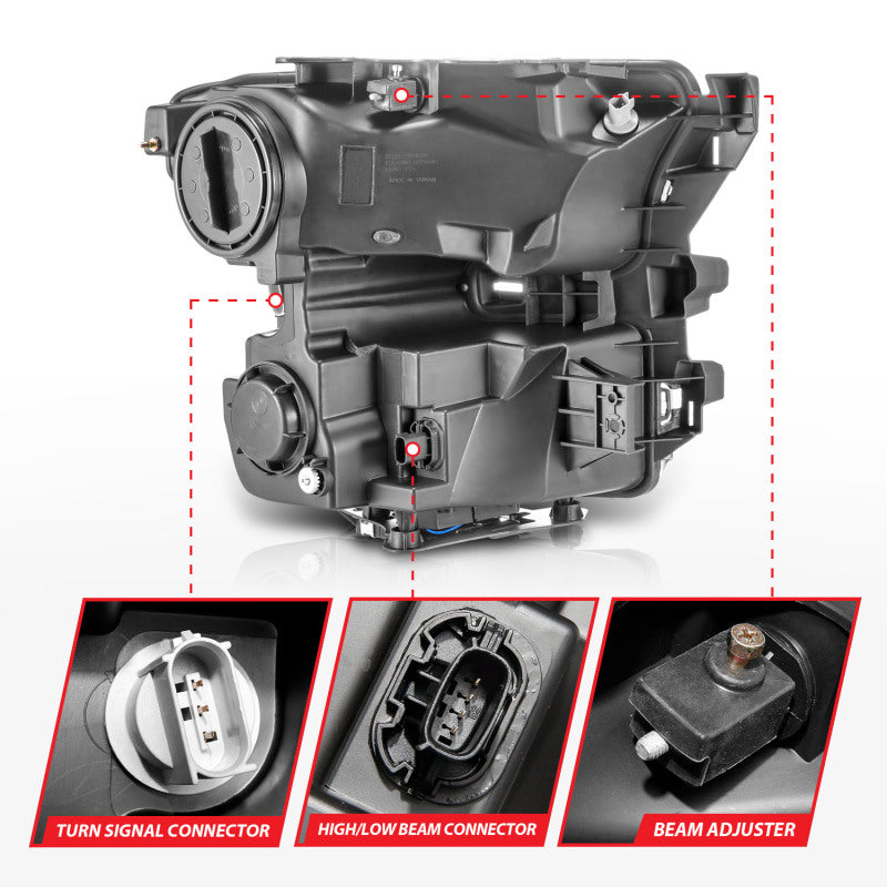 ANZO LED Projector Headlight Set w/ Light Bar Switchback Black Housing | Ford F-150 (15-17) (111547)