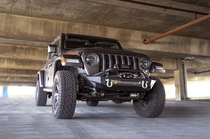 DV8 Offroad FS-1 Series Stubby Front Bumper: Jeep Gladiator / Wrangler (18-26) - Black Powder Coat