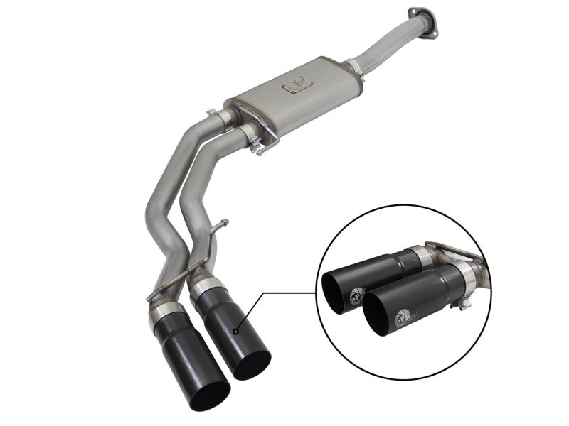 aFe 3in to 2.5in SS Cat-Back Exhaust w/ Black Tip | Ford F-150 EcoBoost V6/V8 (15-16) (49-43081-B)