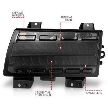 ANZO LED Smoke Side Marker Lights w/ Sequential Signal: Jeep Wrangler / Gladiator (07-26)