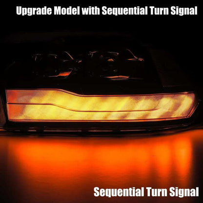 AlphaRex 09-18 Dodge Ram 1500HD PRO-Series Projector Headlights Plank Style Chrome w/Seq Signal/DRL