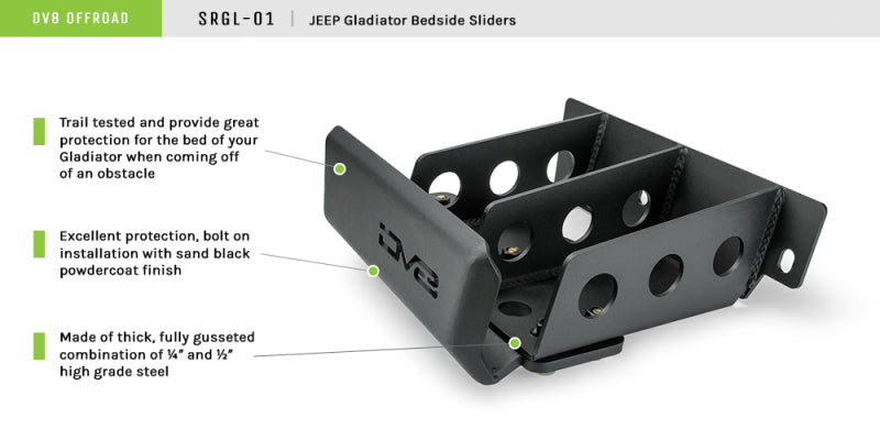DV8 Offroad Bedside Sliders: Jeep Gladiator 2020-2021
