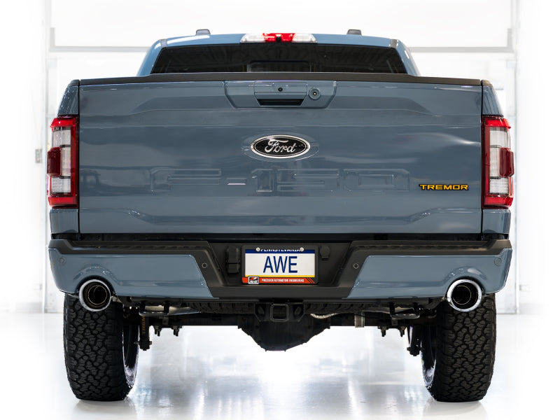 AWE Tuning 2021+ Ford F-150 Tremor Catback w/ Bumper Cutouts & Chrome Silver Tips | Ford F-150 (21-23) (3020-32402)
