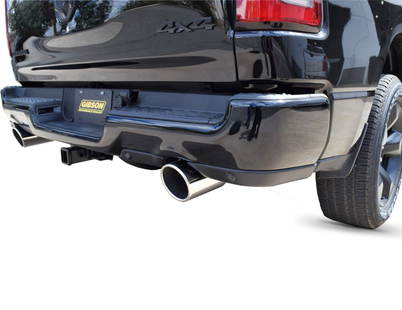 Gibson Dual Split Cat-Back Perf Exhaust Ceramic Tips (REAR): RAM 1500 Classic Crew/Quad 2019-2024 5.7L VVT HEMI