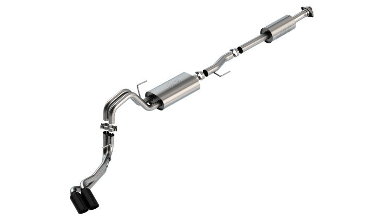 Borla 3" Dual Side Exit Touring Cat-Back | Ford F-150 (21) 2.7L/3.5L | 4dr CC SB EC STB Lar/KingR/Plnm/LTD 3/2.25 DSE CB Tips (140870BC)