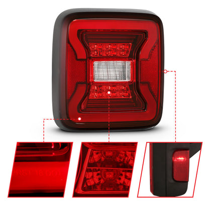 ANZO LED Tail Lights (Black): Jeep Wrangler JL 2018 - 2025