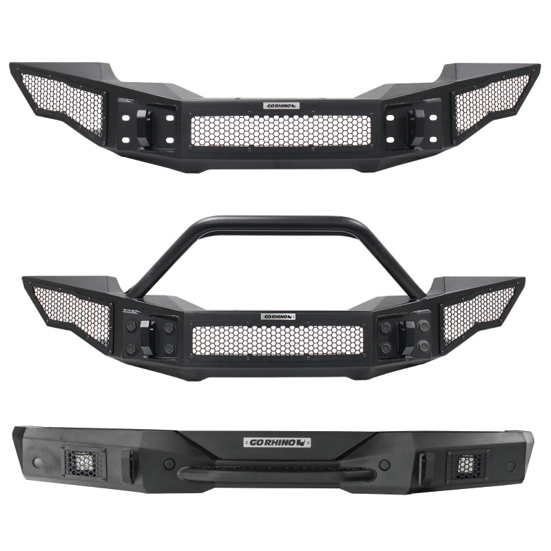 Go Rhino Rockline Full Width Front Bumper w/ Overrider (FRONT): Jeep Wrangler / Gladiator (07-26)
